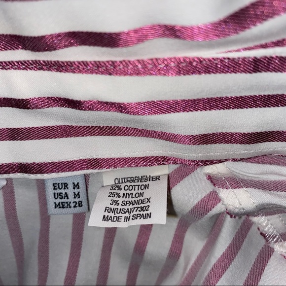 Zara Metallic Pink Stripe Dress Shirt - Picture 10 of 11